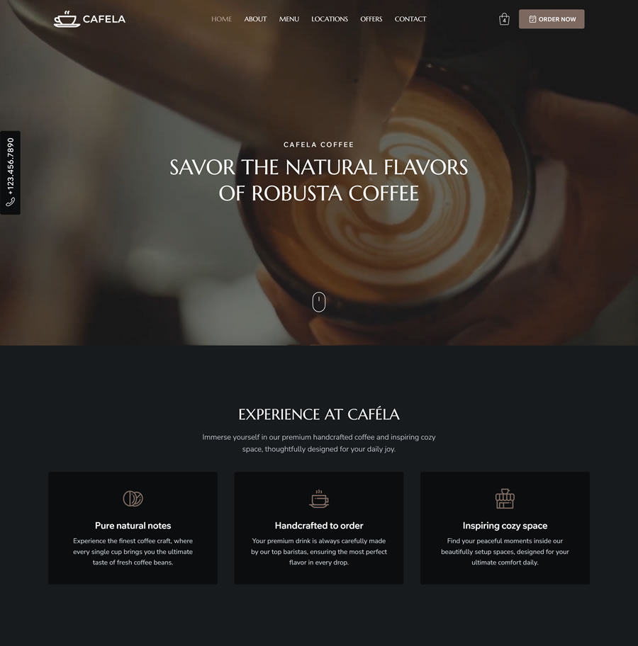 Wix Template for Coffee, Drink, Beverage Shops and Food Stores