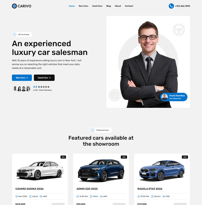 Wix templates for auto dealerships, car showrooms