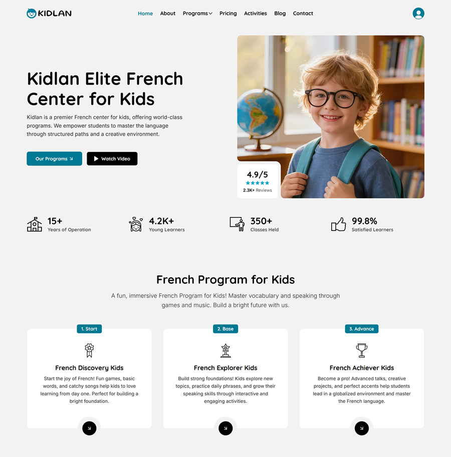 Wix Templates for Children’s Education & Training