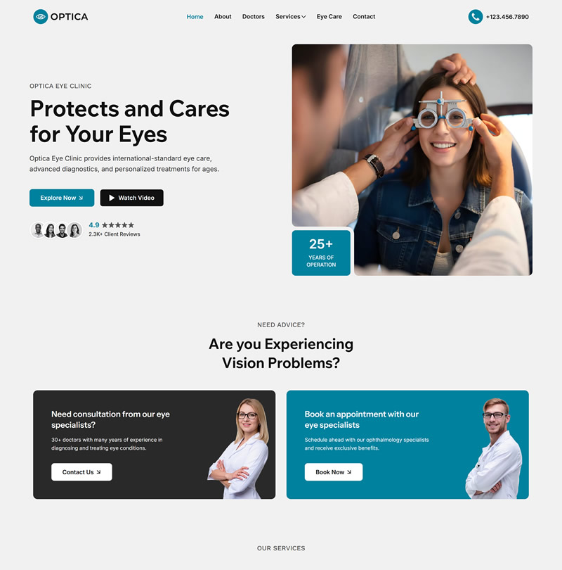 Wix templates for Eye Clinics and Hospitals