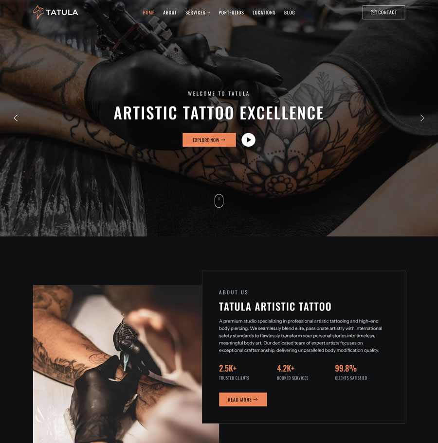 Wix Template for Tattoo and Piercing Studio